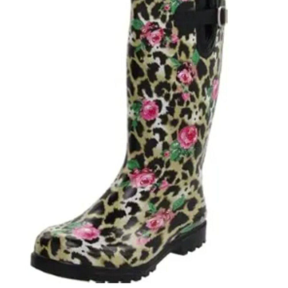 Nomad Footwear Puddles Rain Boots in Rose Leopard Print - Size 6